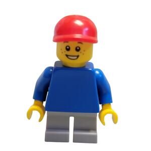 LEGO Minifigure pln173 Male Blue Torso Gray Legs Red Hat 31010 Treehouse Retired